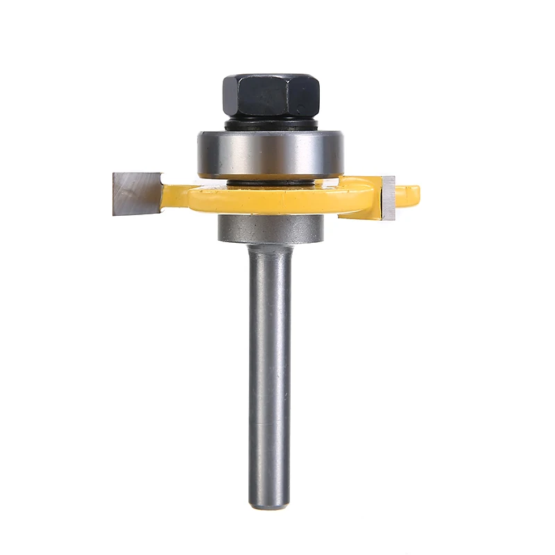 2pcs 6.35mm Tongue & Groove Router Bit Set 1/4" Shank T-type 3-tooth Mortise Cutter Woodwoorking Grove Tool Parts
