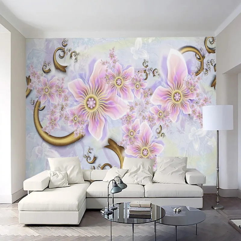 Drop Shipping Custom Photo Wallpaper Modern Simplicity Beautiful Abstract Flowers TV Decoration Living Room Mural | Обустройство дома