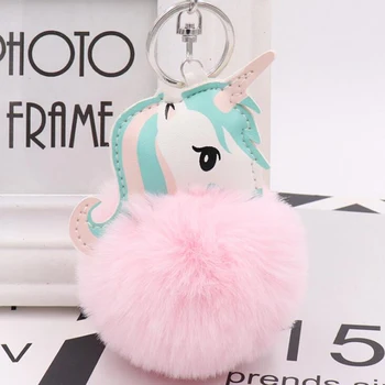 

30pcs/lot Plush Unicorn Keychains with PU Head Girls Bag Decorations Lovely Dolls Girls Fashion Jewelry For Car Decorations