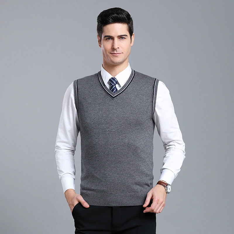 Модный брендовый свитер для мужчин s пуловеры Slim Fit Джемперы вязаный жилет без рукавов Осень V образным вырезом корейский стиль повседневная одежда для мужчин