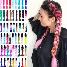 Для женщин, 24 дюйма, вязанные крючком косички, коробка, косички, 100 г/шт., Омбре, огромные косички, синтетические косички для наращивания волос, BUQI