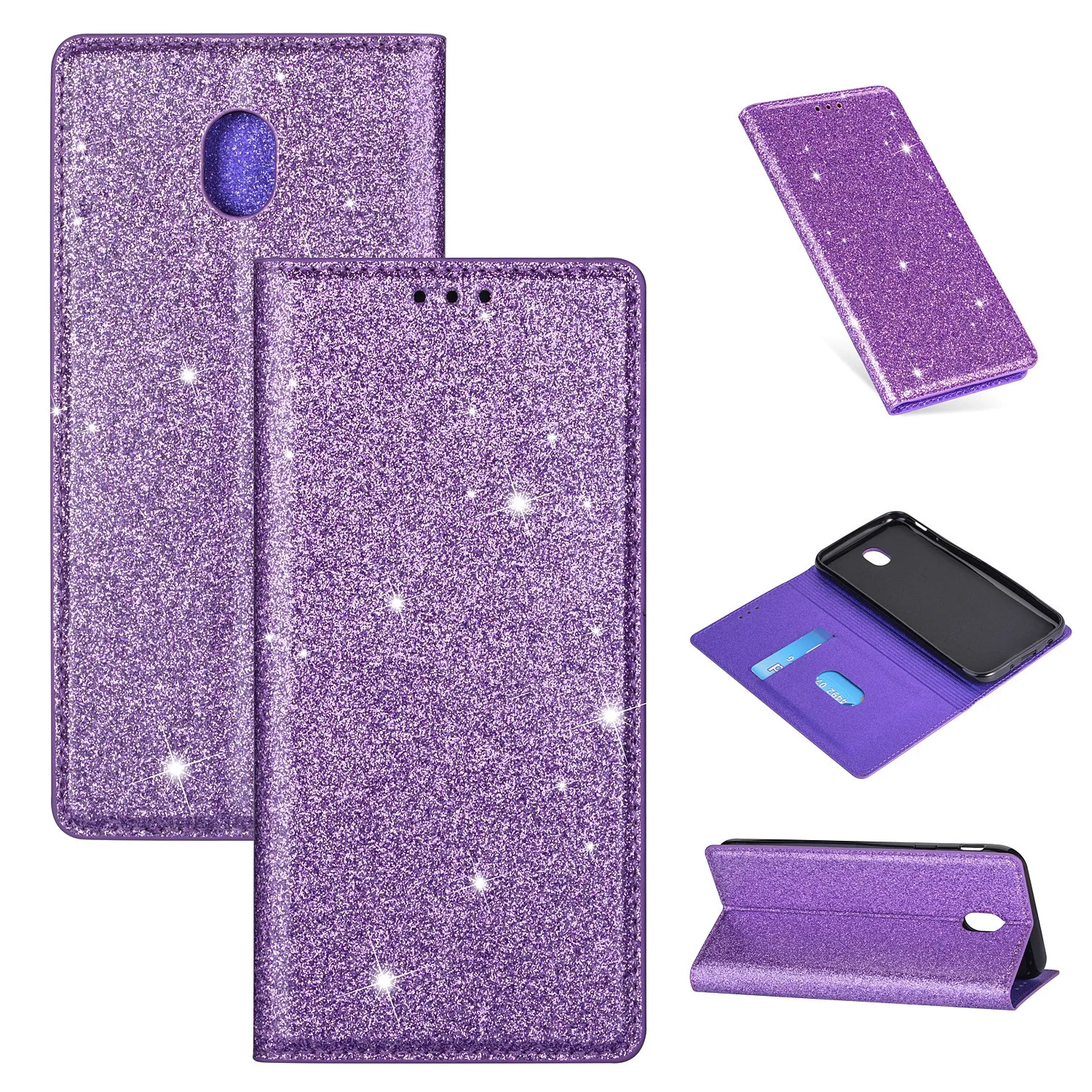 Блестящий кожаный магнитный флип-чехол для samsung Galaxy J3, J5, J7 Pro, J8, J7, J4, J6 Plus, блестящий кошелек, держатель для карт, Обложка для книги