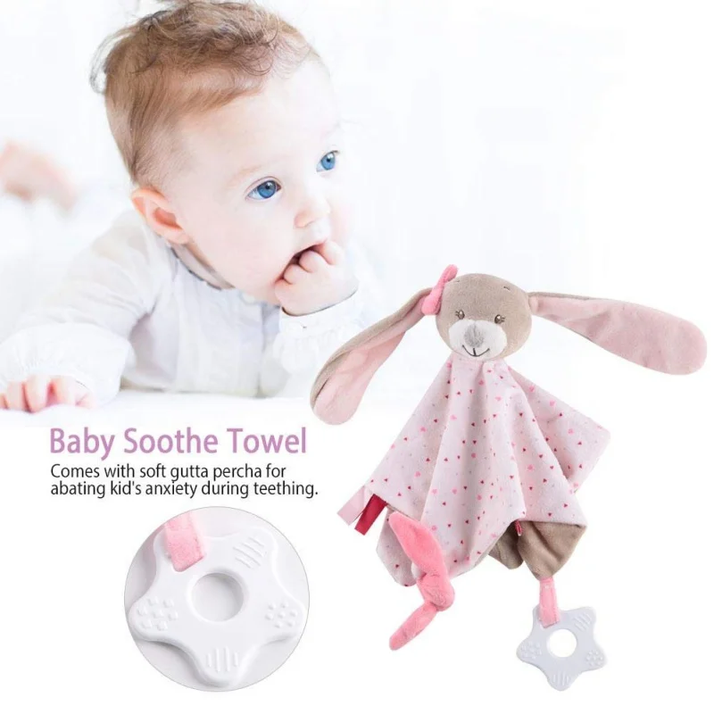 

Baby Teether Blanket Infant Kids Soft Plush Cute Animal Soothing Blanket Towel infantil