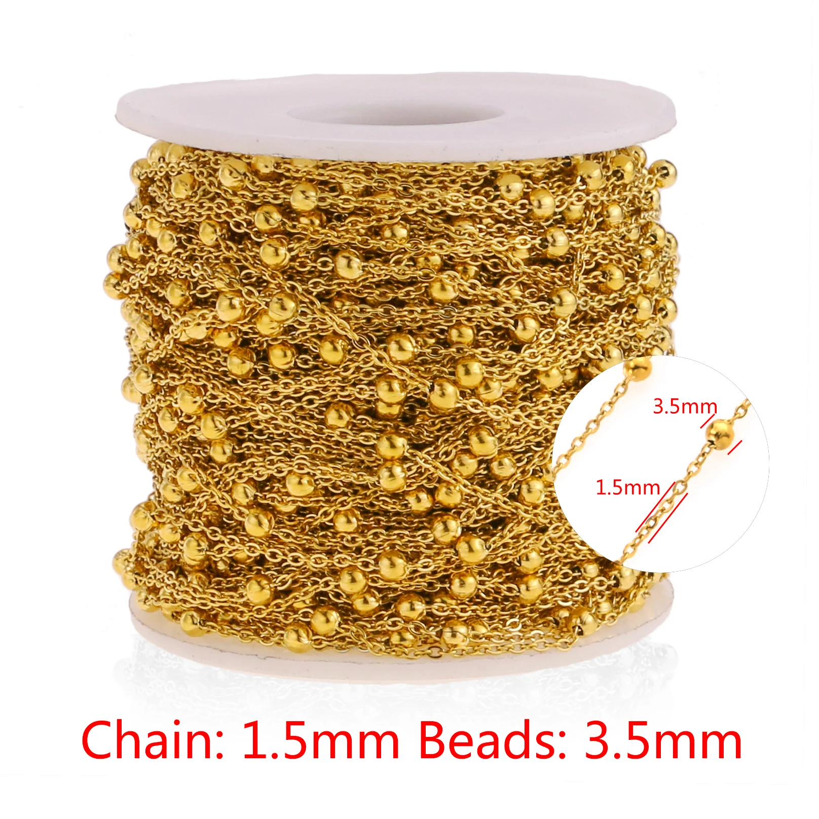 Gold 1.5mm 2 м нержавеющая сталь золотой бисер спутниковая кабельная звеньевая цепь для DIY Браслеты Ожерелья для браслетов ювелирных изделий - Цвет: Gold 1.5mm