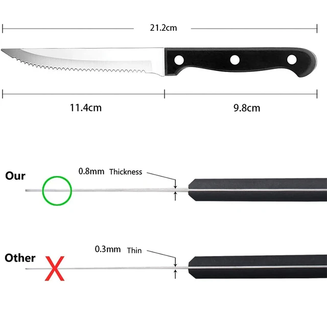 6Pcs Stainless Steel Sharp Steak Knife Black Plastic Handle Kitchen Meat  Knives Restaurant Cutlery Family Gift Dishwasher safe - AliExpress