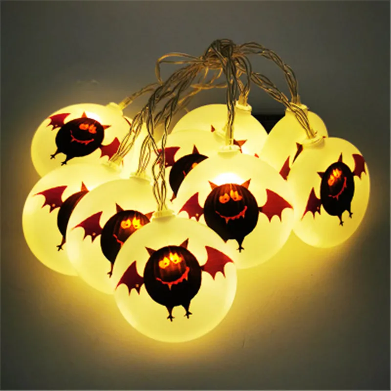 

LED Halloween String Lights Decoration Bat and Ghost Lantern Battery Powered Festival Atmosphere Hanging Bedroom String Lights