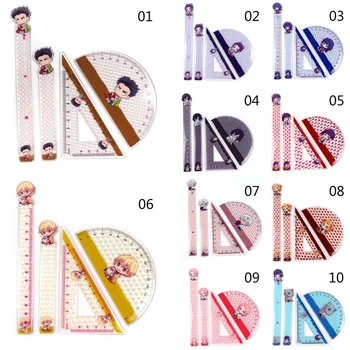 

4Pcs/Set Anime Demon Slayer: Kimetsu No Yaiba Cosplay Ruler Set Measuring Scale Students Cartoon Measure Ruler School Supplies