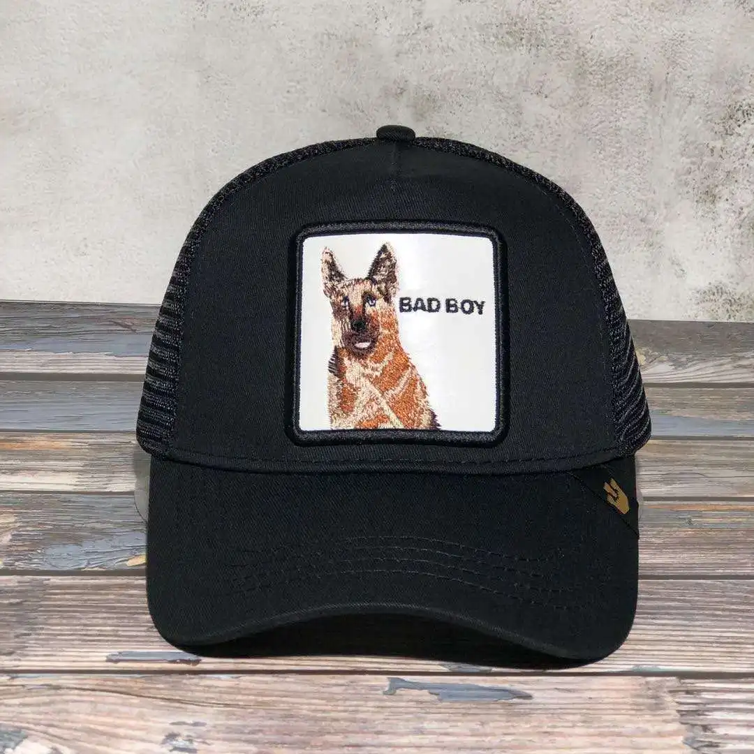

Black Dog Bad Boy Great Dog New Baseball Cap Animal Exquisite Embroidery Anime Cute Embroidery Mesh Men's Sunshade hats