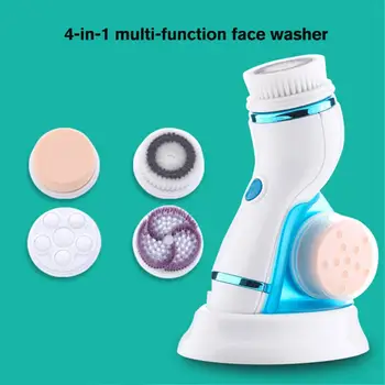 

4 in 1 Electric Face Cleansing Brush Silicone Electric Rotary Facial Washer Blackhead Remover Deep Washing Massage Brush