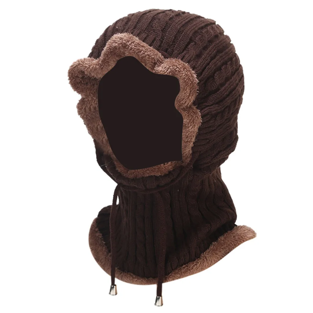 Модная шапка бини элегантная женская шапка женская зимняя вязаная шапка с воротником набор толстой теплой твердой зимне наушники шапка czapka zimowa - Цвет: G