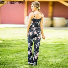 Women Casual Home Jumpsuit Print Playsuit Bodysuit Sleep Overall Strappy Sleeveless Long Trousers Newest Breathable Cheap Cloth