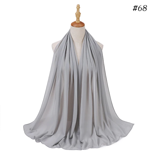 women plain bubble chiffon scarf hijab wrap printe solid color shawls headband women hijabs scarves/scarf 60 colors COLOR 68