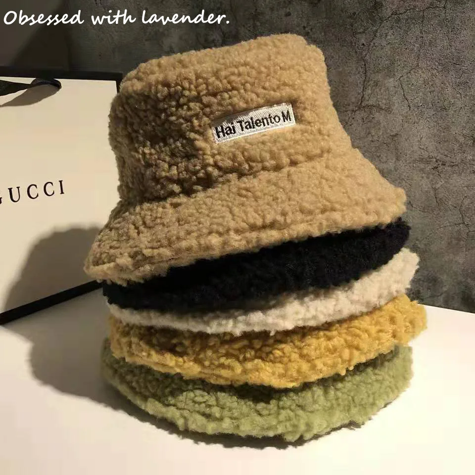 

Obsessed with lavender.Star hat High quality wool fisherman's hat for autumn and winter women plush basin cap lanolin hat