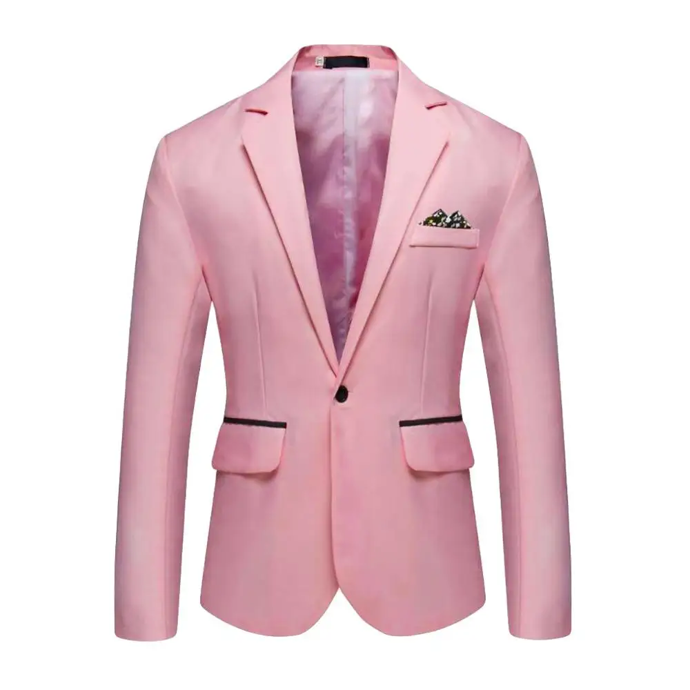 Pink Мужской костюм, пиджак, тонкий однотонный Блейзер, свадебное платье, пальто, костюм, верхняя одежда, пиджак, мужские официальные брюки, de chaquetas de hombres# TN26 - Цвет: Pink