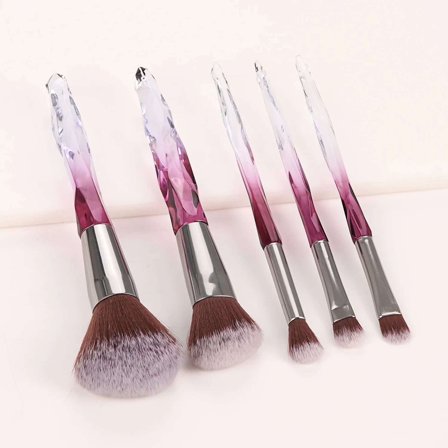 10pcs Makeup Brushes Set Powder Eyeshadow Foundation Lip Brush Crystal Diamond Make up brush Kits maquiagem Beauty tools - Handle Color: Purple 5PCS