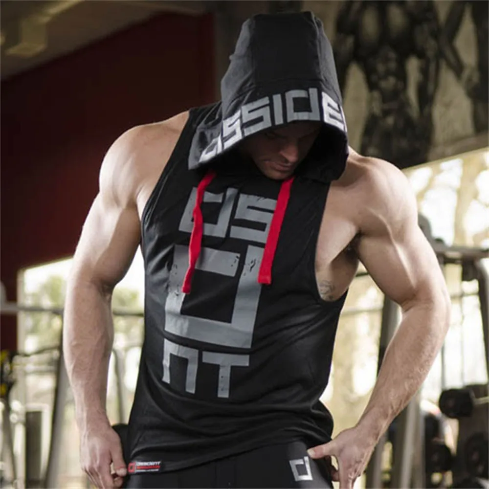 Bodybuilding Hooded Tank Tops Men Gyms 