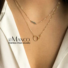 E-Manco изящное Кристальное ожерелье-чокер женское простое ожерелье из нержавеющей стали для женщин модное ювелирное изделие