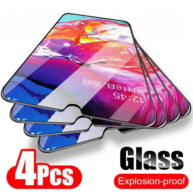 4 шт. полное покрытие закаленное стекло для Samsung Galaxy A10 A20 A30 A50 A51 A52 A70 A71 A72 A21s A01 A11