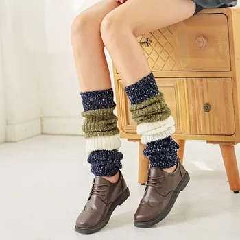 

2019 New Arrival Dotted Yarn Thickened Warm Knitted Wool Over Knee High Tube Leg Protection Women's Pile Calf Covers