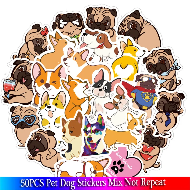 PET DOG PUG CORGI stickers (14)
