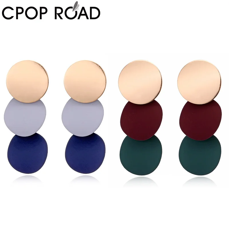 Cpop Trendy Circle Acrylic Earrings Gold Resin Pendant Stud Earring Elegant Fashion Jewelry Women Accessories Hot Sale Girl Gift |