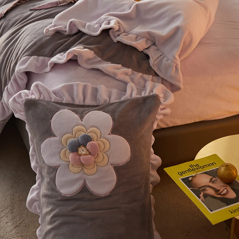 Furry Quilt Cover Bed Comforter Set Bed Linen Pillowcases Super Soft Velvet Fleece Warm Cozy Sunflower Embroidery Bedding Set 36 H37ec6a0475ef4a38bbbf6d9f03b84253T
