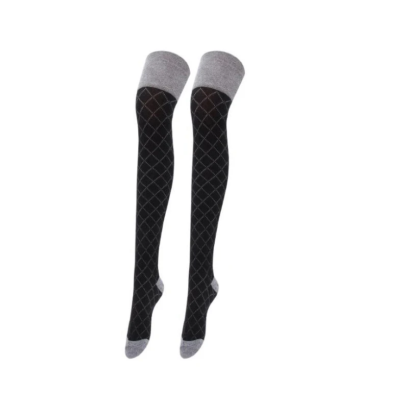 Женские длинные гольфы, толстые шерстяные носки, шерстяные вязаные носки, носки до колена, чулки до бедра, длинные носки, модные сексуальные - Цвет: lattice