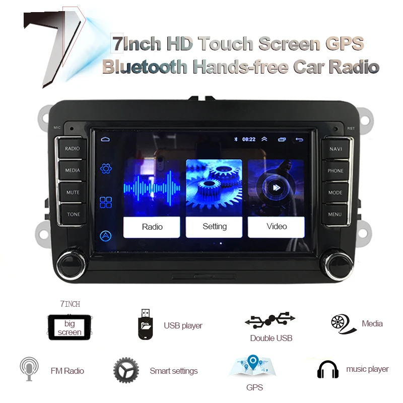 Automotivo para Apple Polegadas para Apple Automotivo com Tela de 7 Rádio Estéreo Bora Golf Polo Volkswagen Passat b6 b7 Touran Navegação Gps vw 2 Rádios automotivos