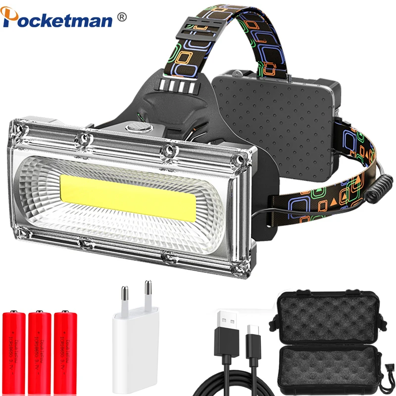 Powerful Headlamp Cob Strong Light Rechargeable Super Bright Powerful Headlamp Cob Strong Light Rechargeable Super Bright