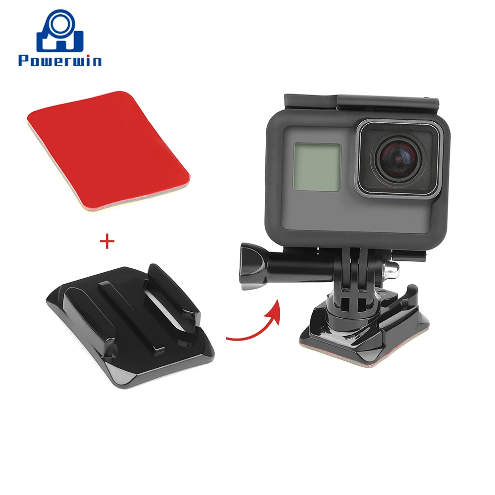 Powerwin изогнутое основание и клейкие наклейки крепление для GoPro Hero 8 5 7 Eken H9 Xiaomi Yi 4K