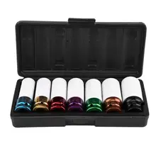 7 шт. 17/19/21/22/23/24/27 мм изготовленные тонкостенные подшипники, глубокого воздействия Гайка Набор торцевых головок CR-V 1/" Привод трещотки/бар сплав колеса розетка рукав