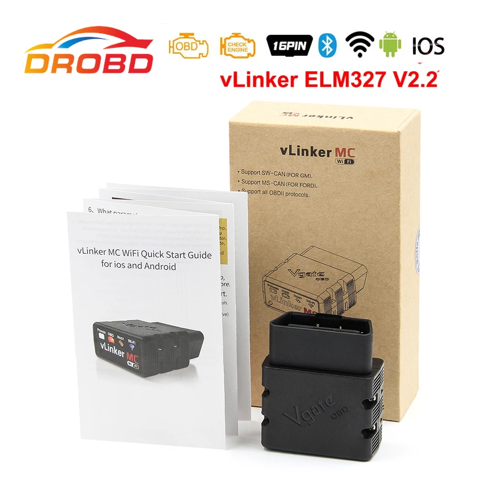 Vgate vLinker MC+ ELM327 V2.2 Bluetooth 4.0 WIFI Forscan OBD2 Scanner For Android/IOS Car Diagnostic Auto Tool PK OBDLINK ELM329 |
