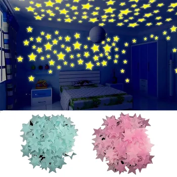 

2020 New 100 Five-Pointed Star Plastic Material Luminous Starry Wall Stickers Children'S Room Decoration Fluorescent Stickers