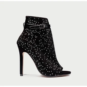 

Women Sandals 2020 High Ladies Rhinestone Bling Buckle Women's Heels Sexy Peep Toe Woman Fashion Female Party Shoes Plus Size