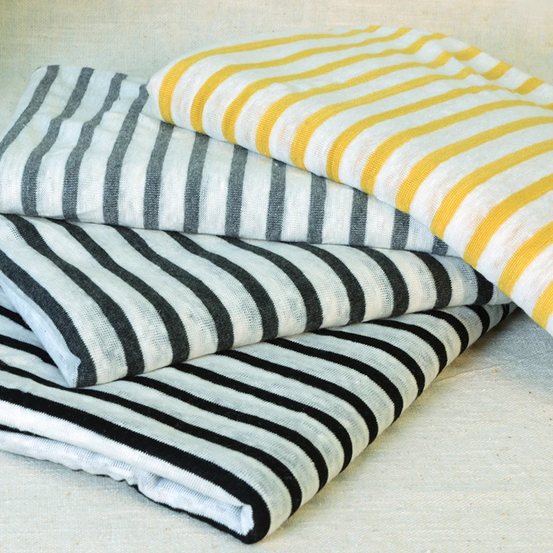 KA0315 швейный материал, полосатая трикотажная ткань, лен и вискоза, ткань для самостоятельного изготовления платьев и футболок, немного грубая, 50x150 см/штука