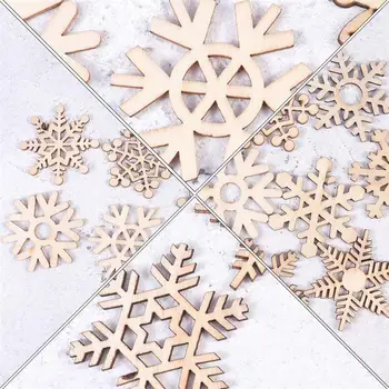 

1Set/200pcs Christmas Wooden Snowflake Hollowed Snowflakes Embellishments