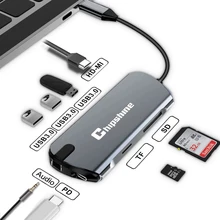 USB C концентратор с HDMI PD зарядка SD кард-ридер USB-C концентратор type-C разветвитель для Macbook Pro Аксессуары для ноутбуков мульти usb-хаб