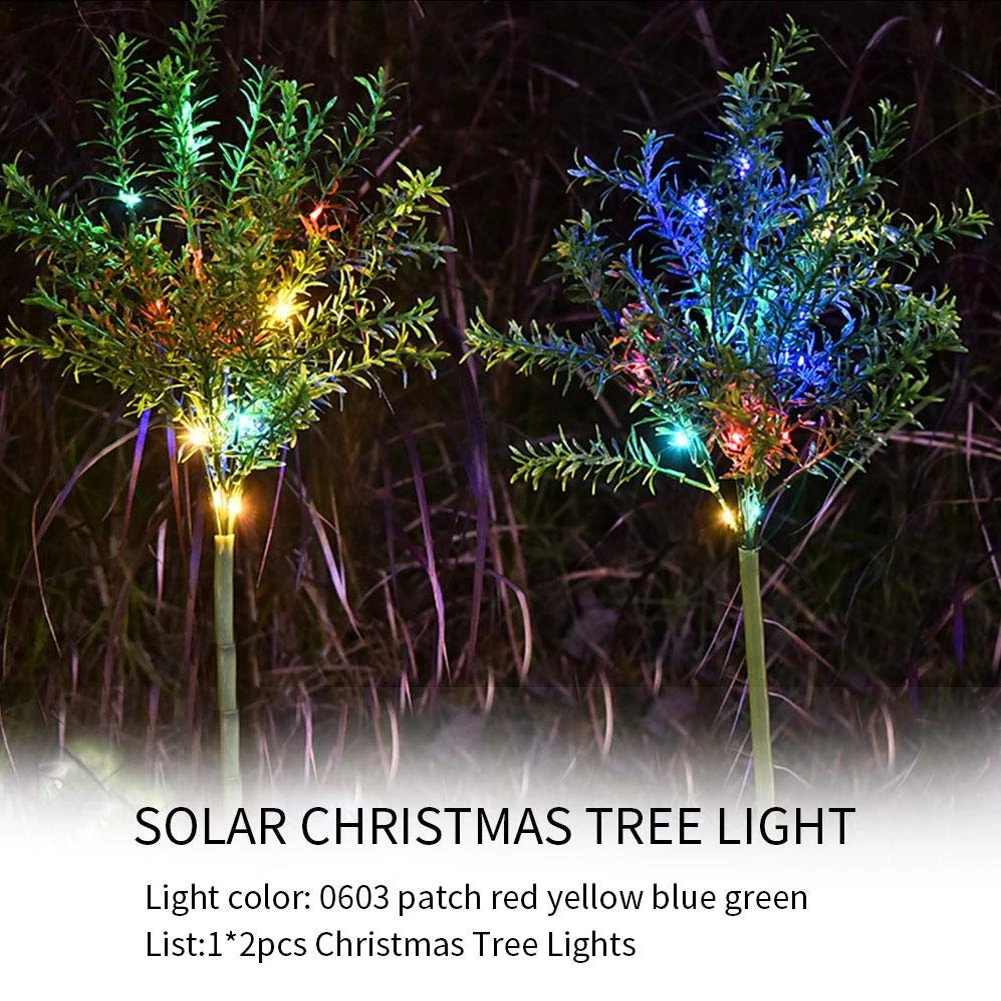 15LEDs Solar Power Simulation Christmas Tree Decorative Easy Install Landscape Lawn Light Party Colorful Garden Durable Outdoor