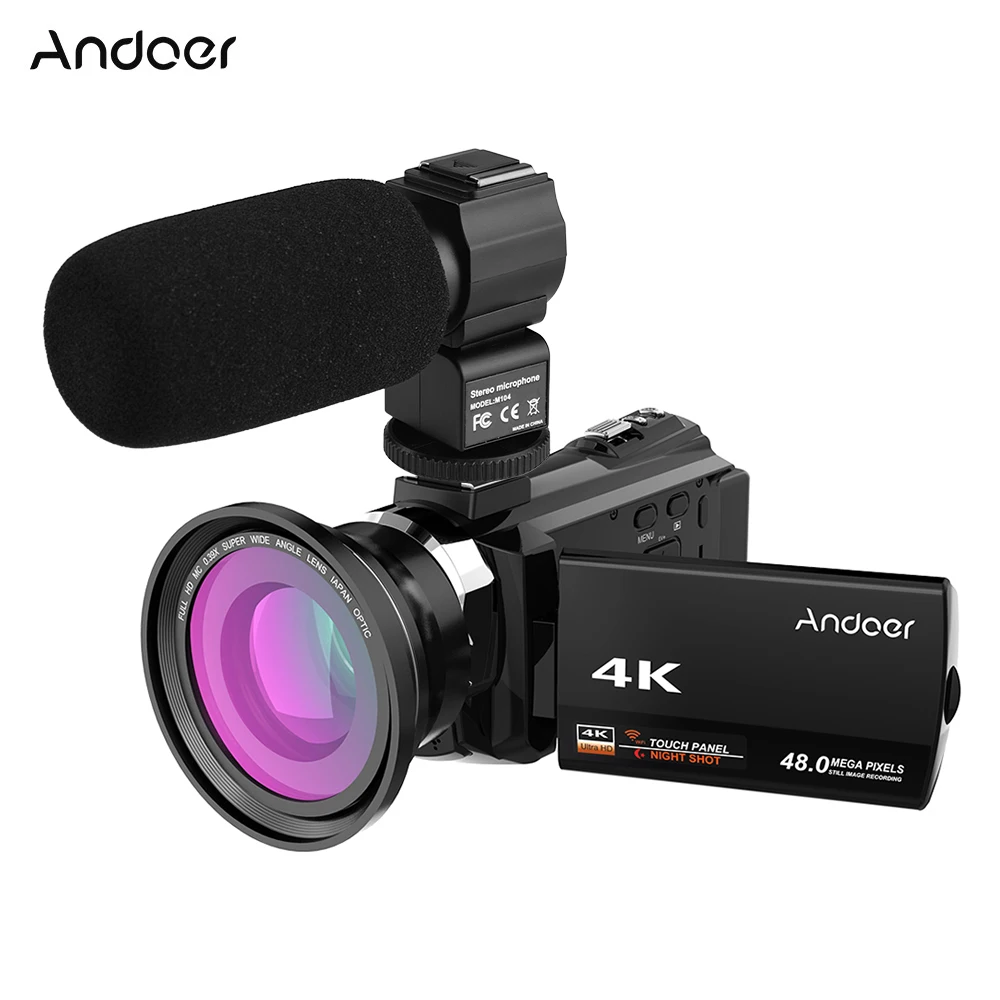 CZ US Stock Andoer 4K 1080P 48MP WiFi видеокамера 0.39X широкоугольный макрообъектив внешний