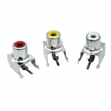 10 Pcs Wit/Geel/Rood Rca Av Met De Core Socket Gat Zetel 2 Pin Pcb Solderen Audio video Jack Lotusbloemzetel AV1-8.4-3B(China)