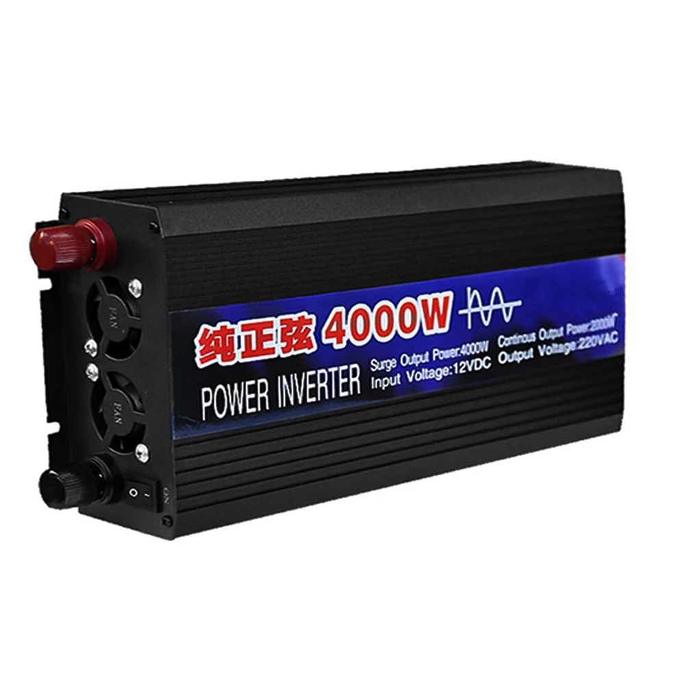 Pure Sine Wave Inverter DC 12V 24V to AC 220V 3000W 4000W Power Solar Car Inverter Household Outdoor Power Transformer Converter