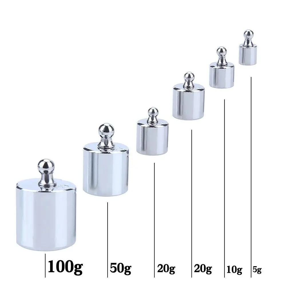 6 шт./компл. 205 г хромовый калибровочный Вес для цифровые весы 5 г, 10 г, 20 г, 50 г, 100 г Грамм точность калибровки набор для баланса