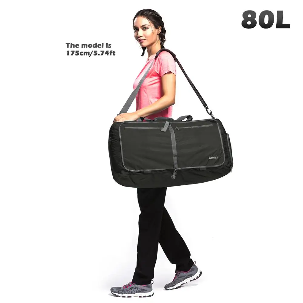 Gray 80L Gonex 60/80L дорожная сумка для багажа для мужчин и женщин, нейлоновые дорожные сумки для путешествий, складные сверхлегкие сумки для отдыха, деловой поездки - Цвет: Gray 80L