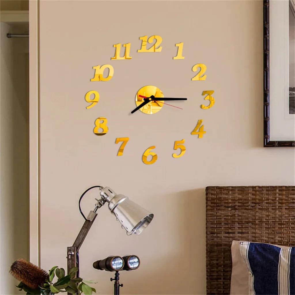 3D DIY римские цифры акриловые зеркальные часы настенные наклейки домашний декор настенные наклейки X8.8