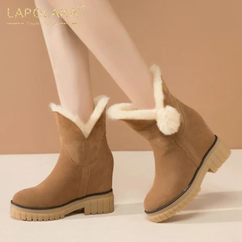 

Brand New Design 2021 Luxury Top Quality Ankle Booties Women Shoes Platform Comfy Add Fur Warm Plush Winter Boots Ladies