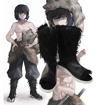 

Anime Comic Demon Slayer Kimetsu no Yaiba Cosplay Shoes Hashibira Inosuke Cosplay Shoes Men High Samurai Daily Leisure Shoes