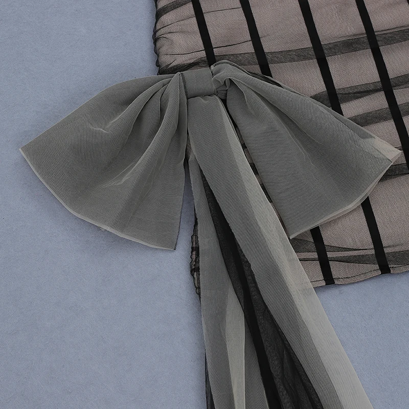 INDRESSME, новая мода, Vestidos, сексуальное Сетчатое Бандажное платье без бретелек с бантом, женское элегантное, вечерние, Клубное, без рукавов, Мини, облегающее платье