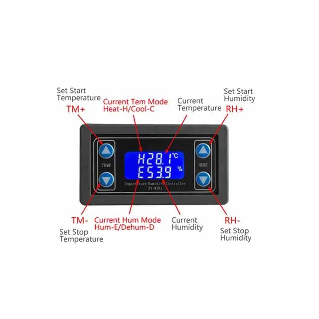 

A23-- DC 6V-30V Thermostat Temperature Humidity Controller LCD Display SHT20 Humidity Temperature Sensor -20~60 Celsius
