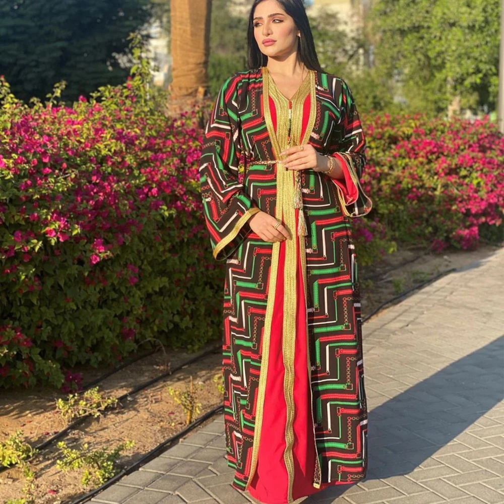 Chain Print Kimono Abaya Duster 