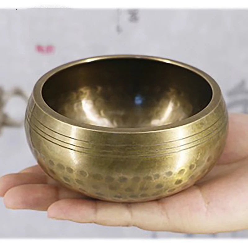 Bronze Chime Brass Qing Buddha Sound Bowl Nepal Tibet Chant Yoga Meditation Chanting Bowl Handicraft Sanskrit Brass Singing Bowl